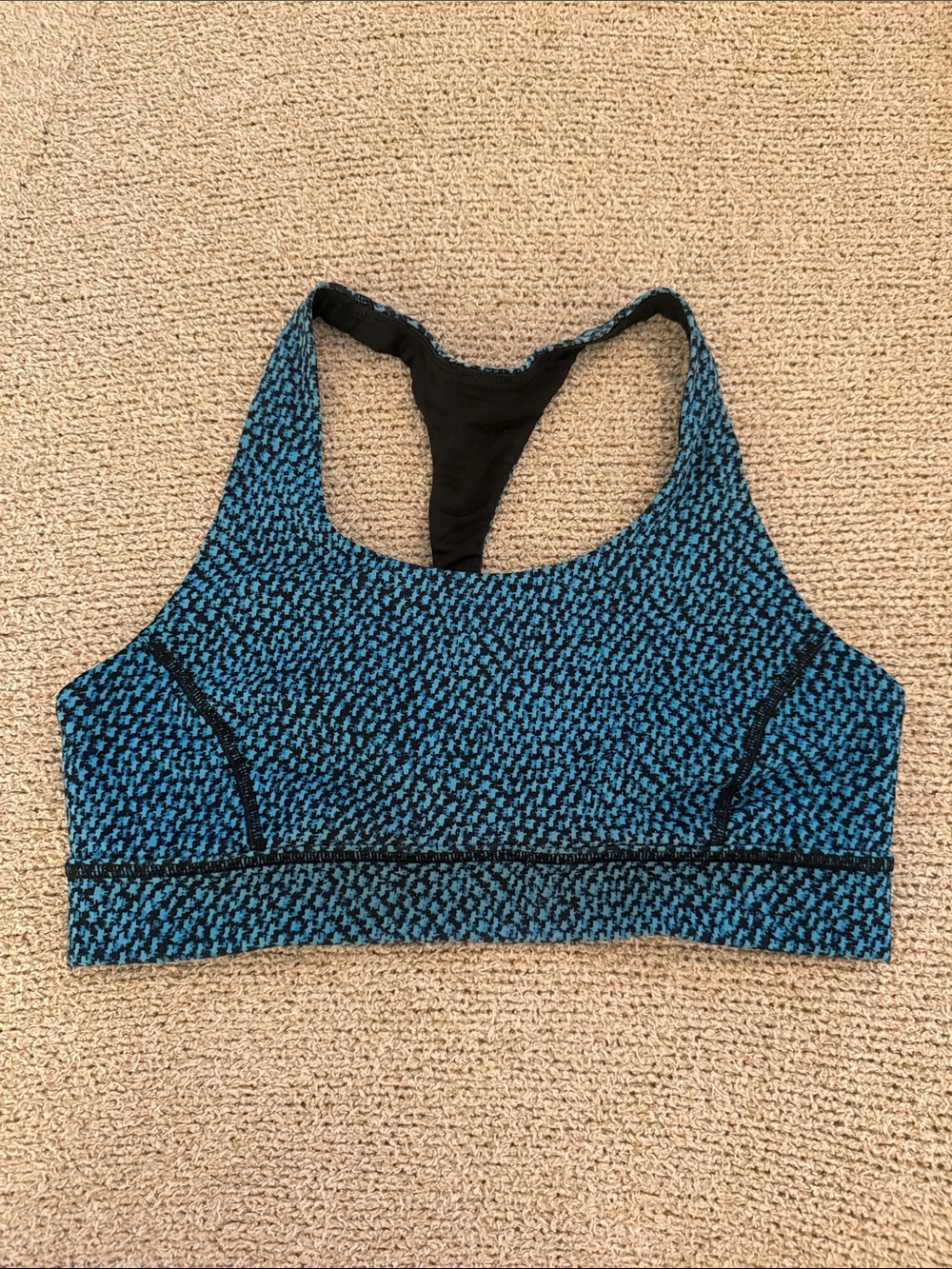 Lululemon Blue Patterned Racerback Sports Bra Size Medium